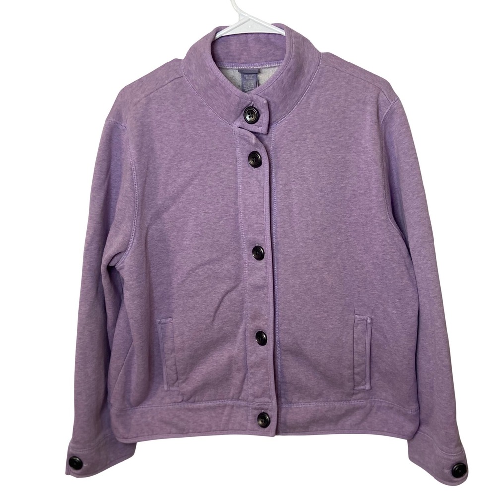Laura Scott Lavender Button Front Sweatshirt Jack… - image 1